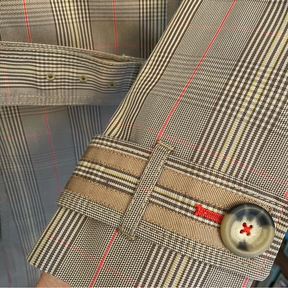 BODEN - Tan Plaid Pattern Belted Trench Coat - Size 4 US - Picture 4 of 8